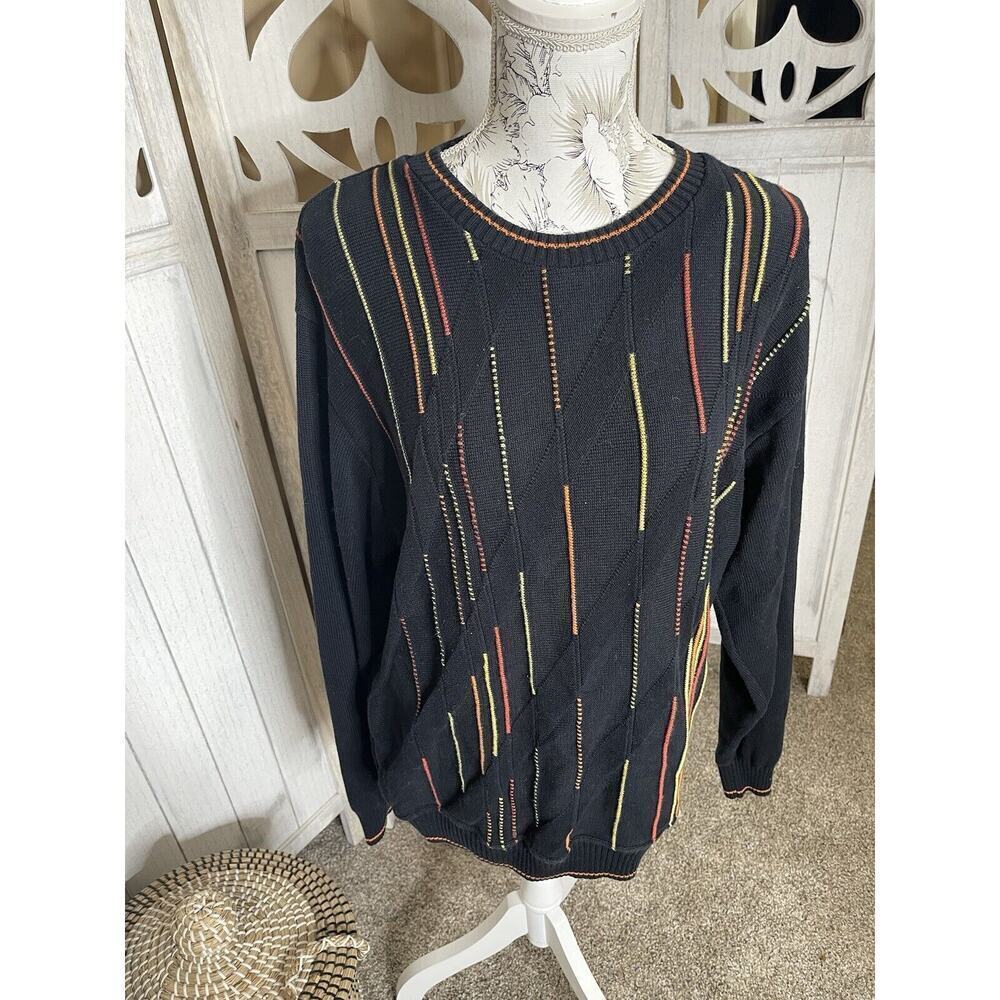 Norm Thompson Men’s Vintage Wild Sweater Embroidered 90s 3D Medium Coogi-Style